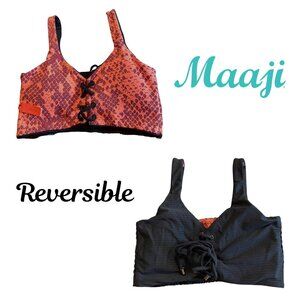 NEW Maaji Reversible Lace Up Bikini Top in Snakeskin / Black Sz. S